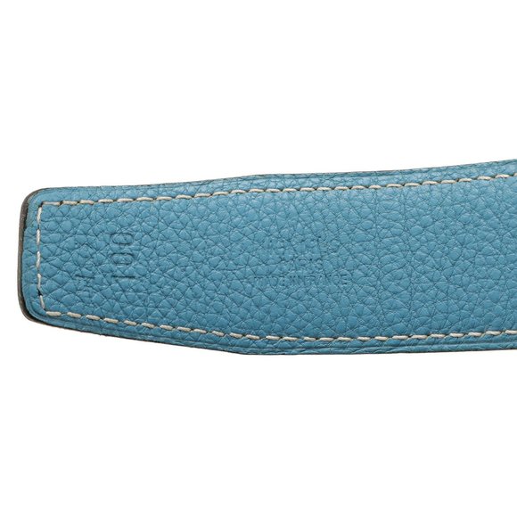 HERMES Maltre H Belt, Reversible Leather, Black, Blue Jean, #100, F Stamp main image 5